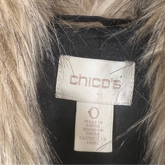 Chico's Faux Fur Open Front Vest Small Festival Bohemian Hippie Vegan Winter - Picture 7 of 10
